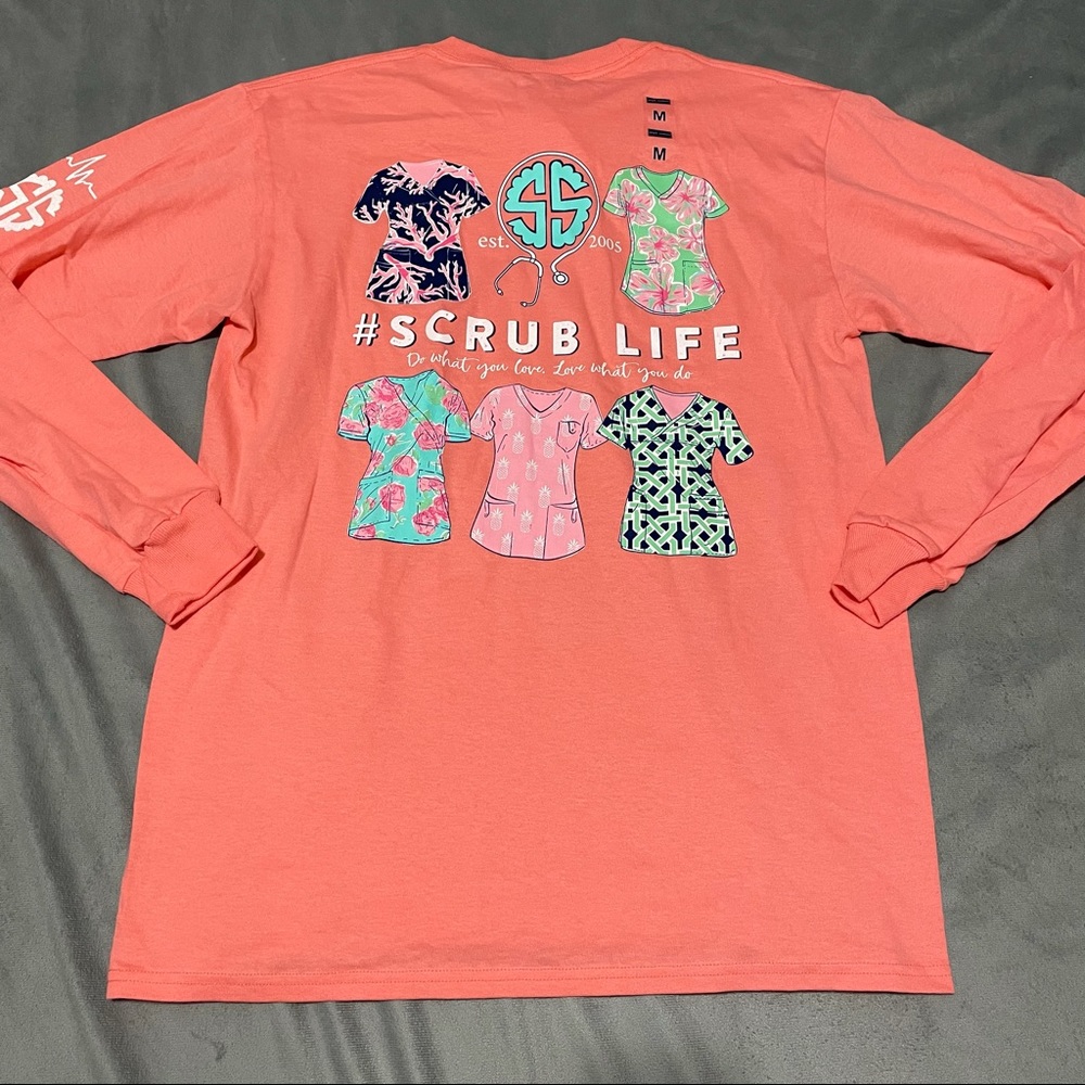 Simply Southern Coral Scrub Life Tee NWT Size M